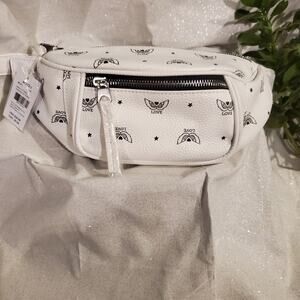 NEW Claire's White Faux Leather Fanny Pack with Wings / Love - Purse / Bag